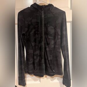 Lululemon Hooded Define Jacket Black Camo Size 8